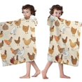 thumbnail image 4 of Beige Chicken Cartoon Pattern Hooded Bath Towel，50"x30" for Ages 3 To 12 Kids, Quick Dry Lightweight Soft Microfiber Hood Beach Towel Cover Up for Kids, 4 of 7