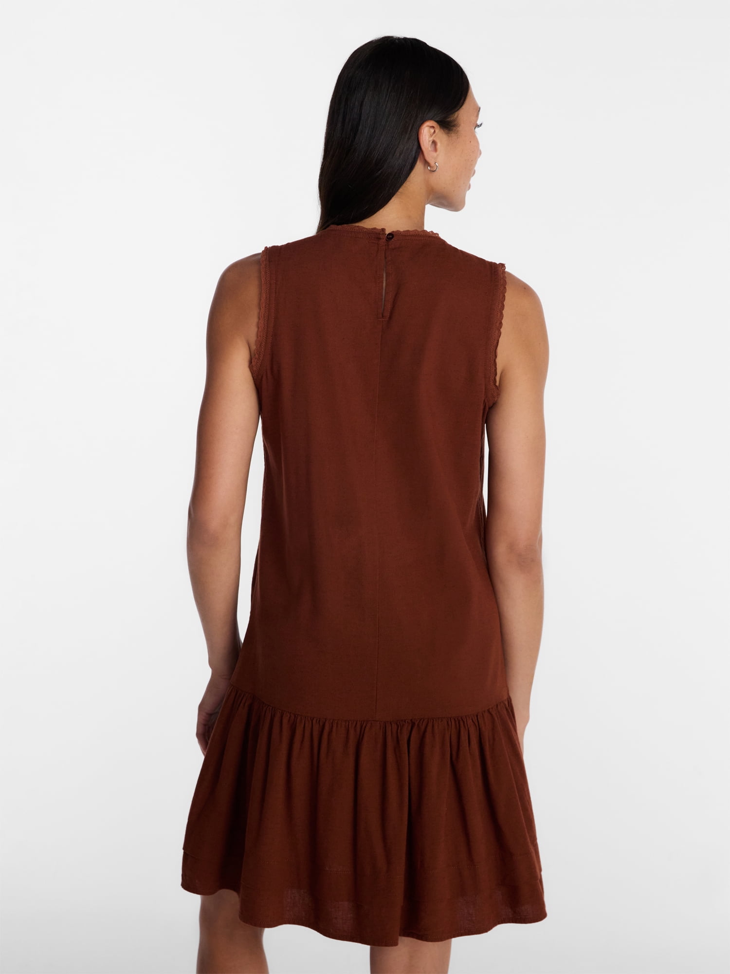 Time and Tru Women's Linen Blend Shift Dress, Sizes XS-XXXL