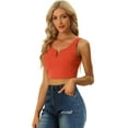 thumbnail image 1 of Top Corto Sin Mangas Allegra K Cuello En V Profundo Cremallera Lateral Casual Naranja XL, 1 of 6