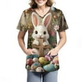 thumbnail image 2 of Scrubs For Women Plus Size，Easter Scrub Tops Women Bunny Egg Hunt Print Scrubs Short Sleeve Holiday Working Uniform with Pockets，Dark Gray，XXXL, 2 of 4