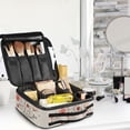 thumbnail image 5 of FORMRS Travel Makeup Bag Large Capacity Train Case Cosmetic Organizer with Adjustable Dividers, Red Flower, 5 of 8