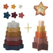 BrushinBella Silicone Stackable Toys - Montessori Silicone Toys - Toddler Stackable Montessori Toys - Dishwasher-Safe Educational Toys - Toddler Silicone Toys – Sensory Star Toys – 7 Layers