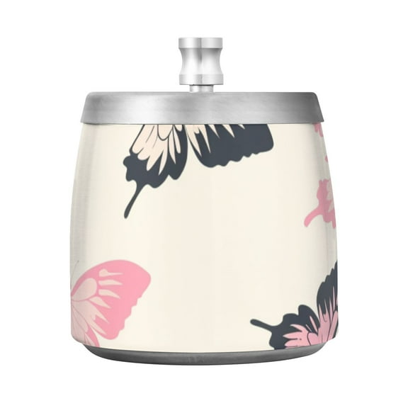 Pink Black Blue Butterflies Ashtray with Lid Smell Proof Cigarette Ashtray Stainless Steel Smokeless Ash Holder for Indoor Outdoor