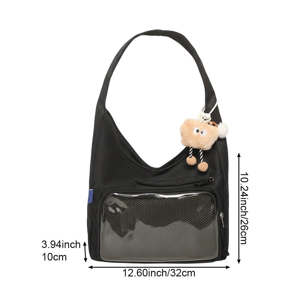 Jiibva Kawaii Ita Bag Shoulder Bag for Women Large Capacity Tote Bag Clear Window Anime Pin Display Messenger Bag Handbags Purse
