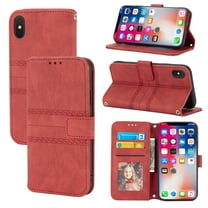 Dteck Wallet Case Compatible with Apple iPhone X/Apple iPhone XS (5.8 inch),Drop Protection PU Leather Flip Card Holder Magnetic Folio Folding Kickstand Purse Phone Case,Red