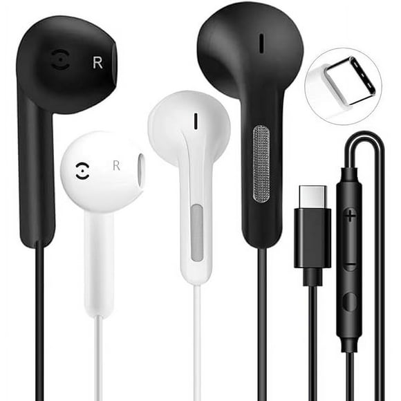 xixishop 2 Pack USB C Headphones for iPhone 16/15 Pro Max/Plus, Wired Earbuds with Mic & Volume Control Type C Earphones Wired Headphones for iPhone 17 pro max Samsung Galaxy S23/S22/S21