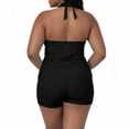 thumbnail image 5 of Ahdbta Plus Size Tankini Swimsuit for Women Two Piece Tummy Control Bathing Suit Halter Blouson Swim Tops with Boyshorts Swimwear, 5 of 8