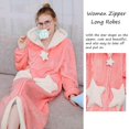 thumbnail image 5 of ZHAOCHENG Bata de mujer con cremallera, bata de baño para mujer, bata con capucha, bata de felpa polar, ropa de dormir cálida, pijama largo, camisón, 5 of 5