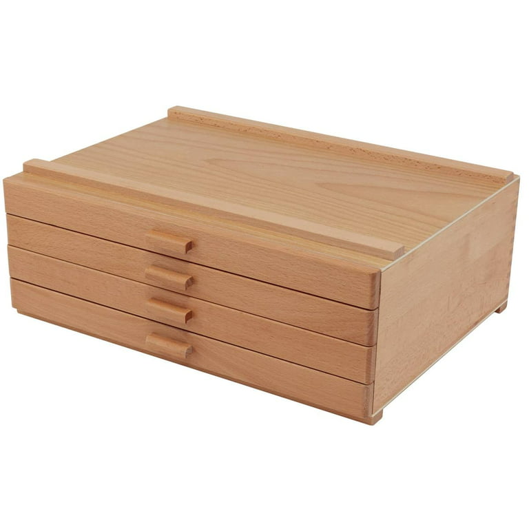 7 Elements 3 Drawer Wooden Artist Storage Supply Box for Pastels, Pencils, Pens, Markers, Brushes and Tools
