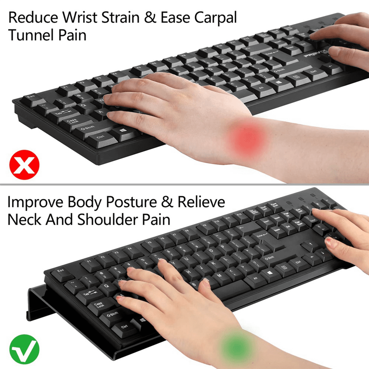 2X Acrylic Computer Keyboard Stand for Desk, Keyboard Riser Tilt Lift, Keyboard Holder for Desktop, Desk Keyboard Lifter