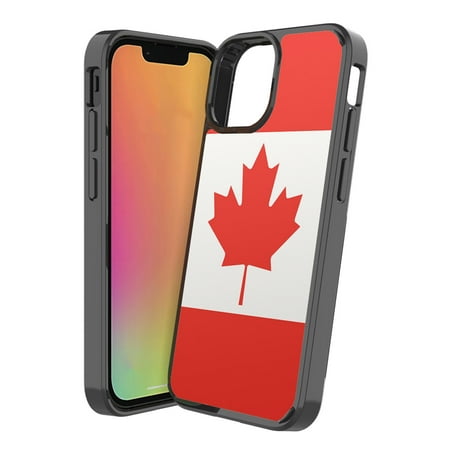 Capsule Case Compatible with iPhone 13 Mini [Heavy Duty Hybrid Design Slim Style Black Phone Case Cover] for iPhone 13 Mini 5.4-Inch (Canada Flag)