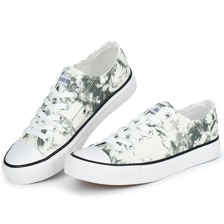 

JENN ARDOR Women s Canvas Shoes Lace up Flat Sneakers Low Top Fashion Comfort Walking Shoe