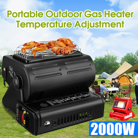 1300W Heat Adjustable Folding Portable Outdoor Camping Safe Geramic Flueless Butane Gas Stove Grill Burner Heater Barbecue Tent Hiking Safety Auto