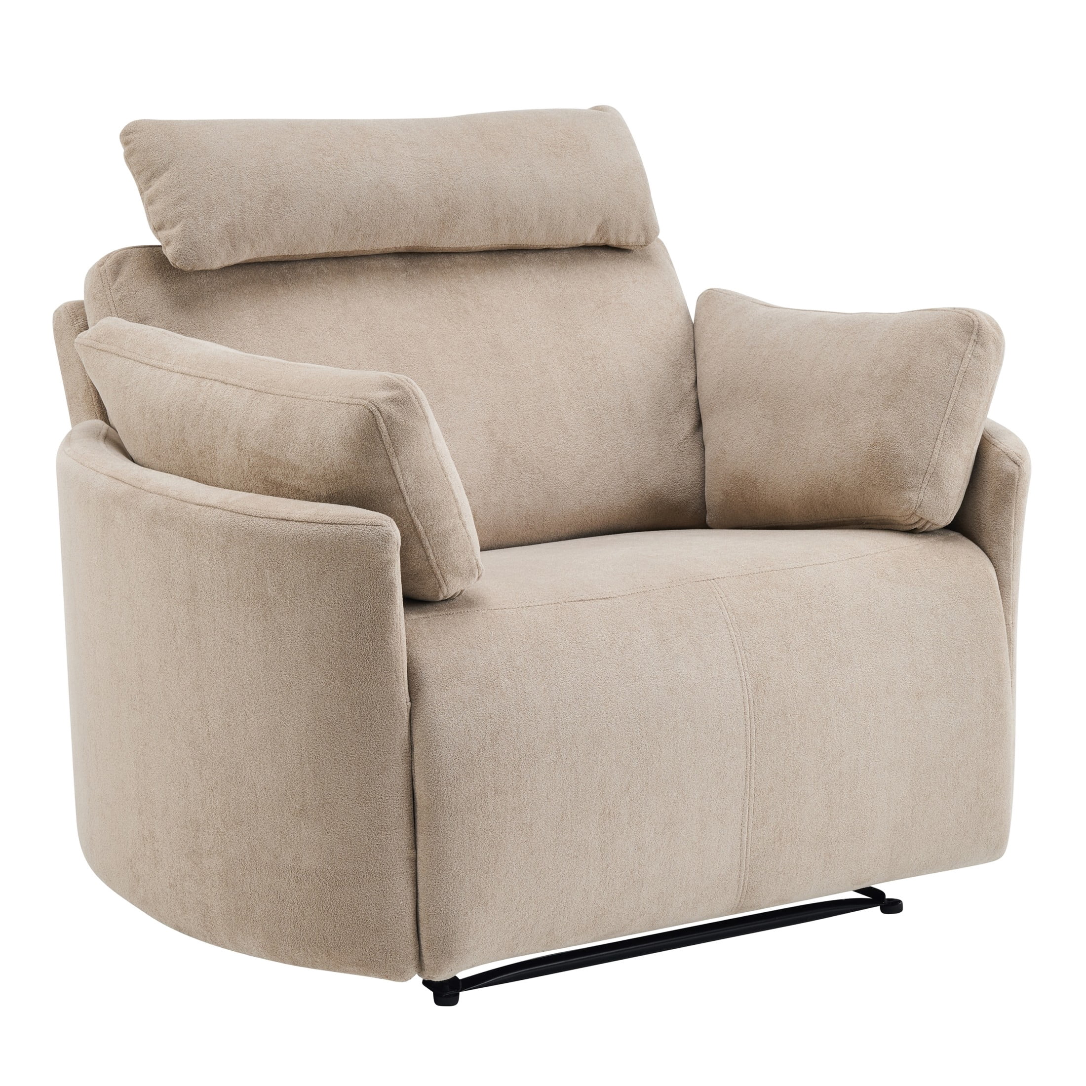 Christopher Knight Home Modern Oversized Manual Recliner Chair with Adjustable Headrest and Pillows, Almond