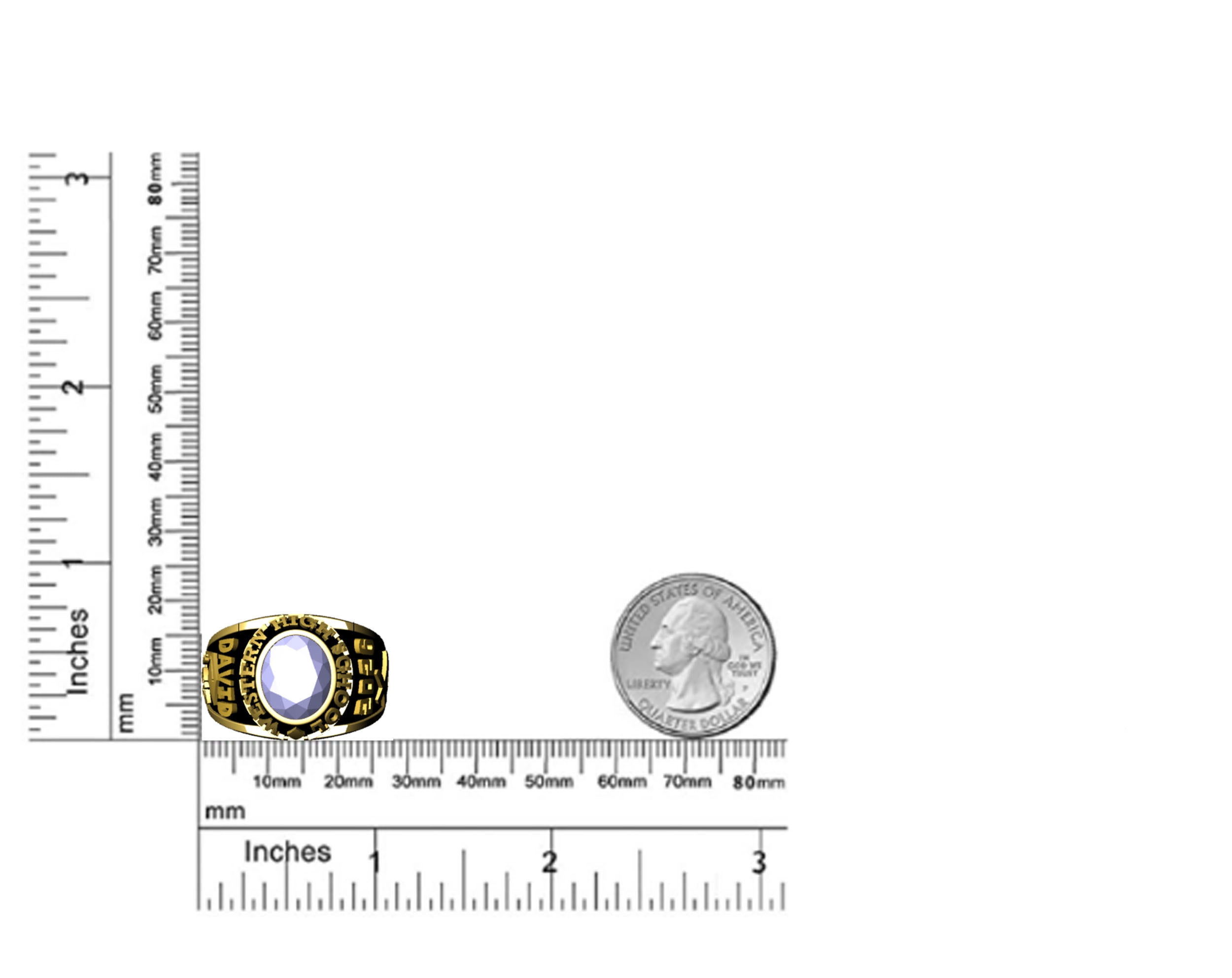 Mementos USA Custom X-Large Men's Class Rings Sterling Silver for High School and College Graduation