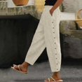 thumbnail image 2 of leijia Summer Plus Size Cotton Linen Pants for Women Elastic Waist Loose Fit Straight Leg Lounge Pants with Pockets Comfortable Long Pants, 2 of 6