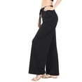 thumbnail image 1 of Womens & Plus Comfy Stretch Solid Drawstring Wide Leg Palazzo Lounge Pants (Black, 3X), 1 of 4
