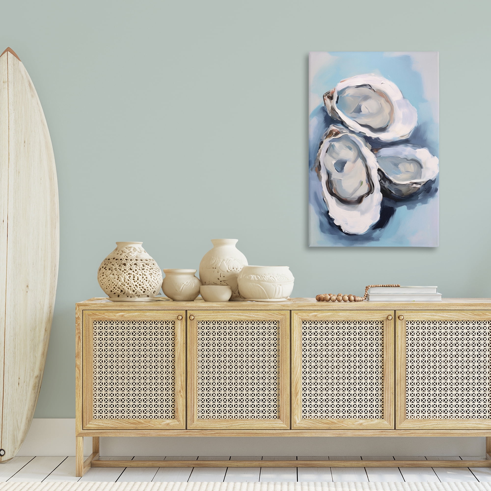 Stupell Industries Three Oyster Seashells Animals & Insects Painting Gallery Wrapped Canvas Art Print Wall Art, 30 x 45