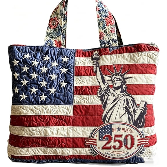 250th Anniversary Quilted Tote Bag for Women,American Flag Shoulder Bags,4th of July Casual Shoulder Bag Gift for Mothers Day(B)