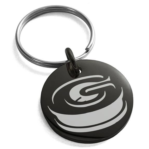 Stainless Steel Letter G Initial 3D Monogram Engraved Small Medallion Circle Charm Keychain Keyring