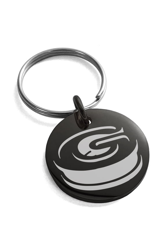Stainless Steel Letter G Initial 3D Monogram Engraved Small Medallion Circle Charm Keychain Keyring
