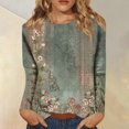 thumbnail image 2 of SNKSDGM Chandails à Manches Longues pour Femmes pour le Travail Hauts d'Entraînement à Manches Longues pour Femmes Grande Taille T-Shirts Décontractés Mode pour Femmes Imprimés Col Rond Chandail à Manches Longues T-Shirt TG, 2 of 5