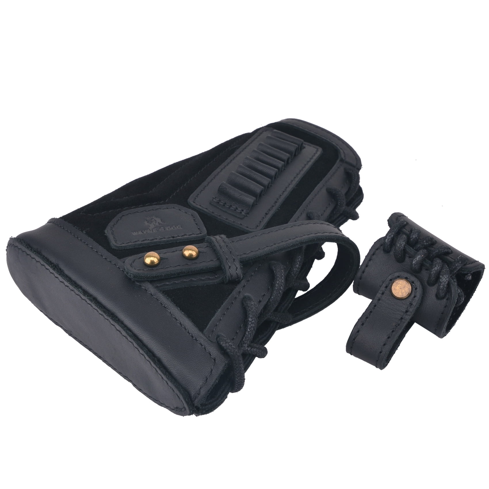 Leather Rifle Gun Buttstock with Sling Barrel Mount Holder Fit No Drill Sling for .22lr .22mag .17hmr Right Handed