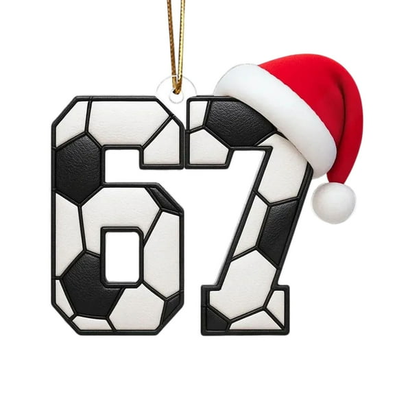 BCMMKLPP Santa Says Six Seven Christmas Ornament 2025, 2D Acrylic Funny 67 Meme Ornament, Funny Christmas Ornaments 2025, Santa Ornaments for Christmas Tree