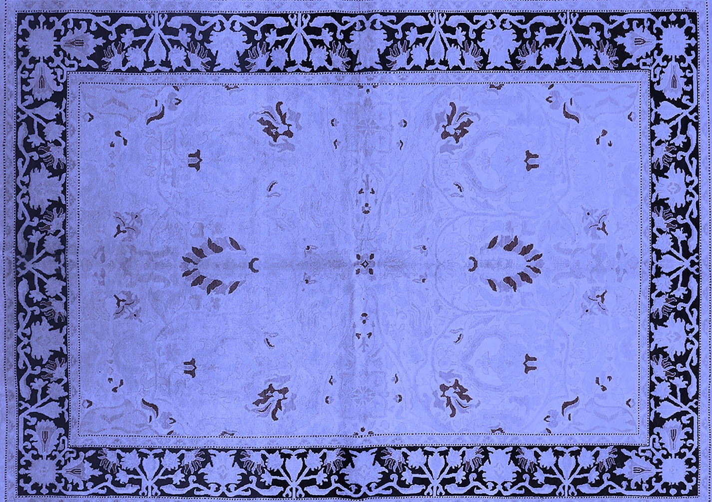 Ahgly Company Indoor Rectangle Oriental Blue Industrial Area Rugs 