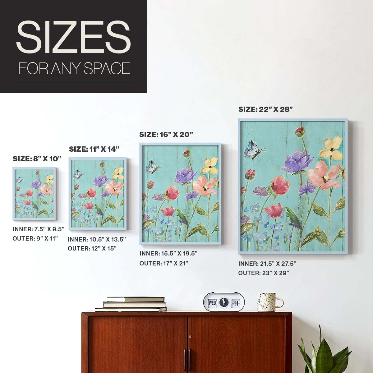 Wildflower Flutter III Framed Print - Solid Wood in Single Picture Frame Solid Wood 2 Framed Print