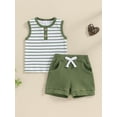 thumbnail image 2 of Bagilaanoe 2pcs Toddler Baby Boy Shorts Set Sleeveless Striped Tank Tops + Shorts 6M 12M 18M 24M 3T Kids Casual Summer Clothes, 2 of 7