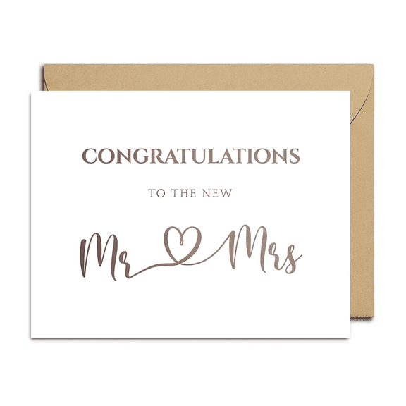 Congratulations Card for the New Mr. and Mrs. – Elegant Wedding Card with Envelope – Perfect for Newlyweds and Bridal Showers