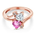 thumbnail image 3 of Gem Stone King 18K Rose Gold Plated Silver White Moissanite Pink Mystic Topaz and White Diamond Ring for Women (1.78 Cttw, Heart Shape 6MM, Gemstone Birthstone, Size 5), 3 of 6