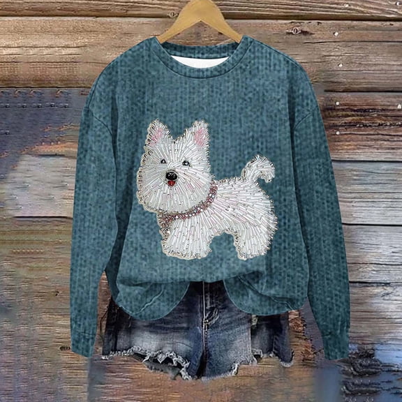CLOISE Crewneck Sweatshirt Womens Long Raglan Sleeve Pullover Tops Paw Shirts Loose Trendy Fall Clothing Outdoor Navy S