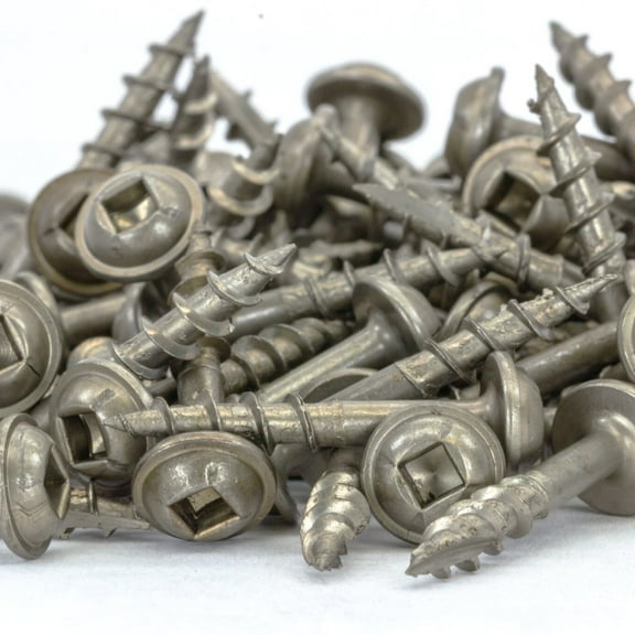 100 Pack #8-9 x 1" Square Round Washer Head Pocket Hole Screws, Deep / Coarse Thread Type 17 Point, Plain Steel