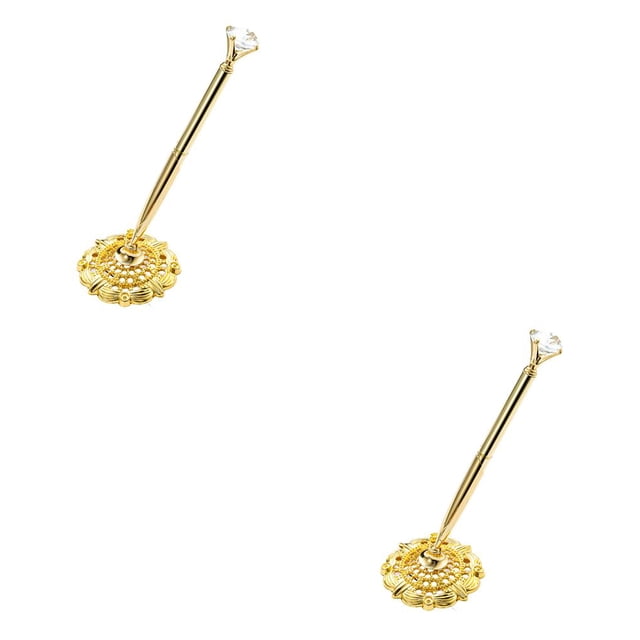 Sidaley Bolígrafos con base Shell Decoración Bolígrafo adjunto al escritorio Herramienta de escritura Banco Oficina Empresa Gran joya / Oro Gran Joya/Oro 2piezas