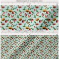 thumbnail image 2 of Soimoi Green Cotton Poplin Fabric Leaves,Insect & Floral Artistic Printed Fabric 1 Yard 42 Inch Wide, 2 of 7