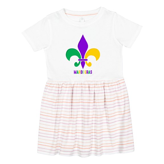 Inktastic Mardi Gras Fleur De Lis Girls Toddler Dress