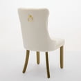 thumbnail image 5 of Modern High-end Tufted Solid Wood Contemporary Velvet Upholstered Dining Chair with Golden Wood Legs and Nailhead Trim - Milky White, Set of 2, 5 of 9