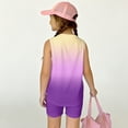 thumbnail image 5 of Summer Outfits for Kids Girls Size 7-8 Cute Preppy Two Piece Outfits Activewear Casual Short Sleeve T Shirt and Elastic Y2K Shorts Clothing Sets Dark Purple 9-10 Years, 5 of 7