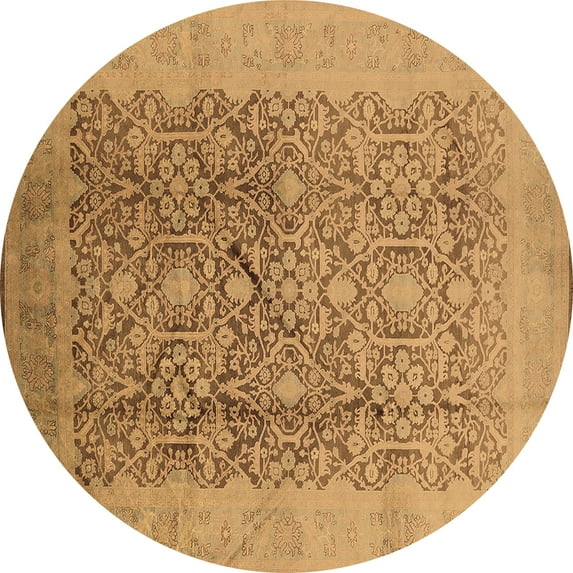 Ahgly Company Indoor Round Oriental Brown Traditional Area Rugs, 5' Round