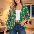 thumbnail image 3 of EANJE Women Christmas Graphic Open Front Cardigan, 3/4 Sleeve Loose Lightweight Shrug, Casual Printed Thin Knit Layering Top Green L, 3 of 6