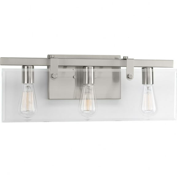 P300107-009-Progress Lighting-Glayse - 3 Light - Beveled Shade in Luxe and Modern style - 22.75 Inches wide by 8.38 Inches high-Brushed Nickel Finish