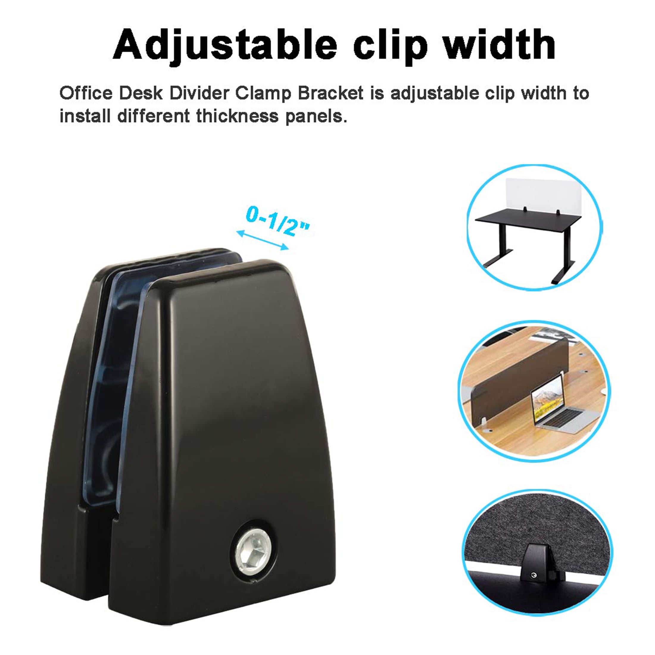 VANROUG 20 PCS Office Desk Partition Support Bracket,Desk Divider Clamp Brackets Shelf Clip Clamp Holder Screen Clip Holders,Desk Privacy Screen Clips Clamps Sneeze Guard Bracket Support 0-1/2" Panel