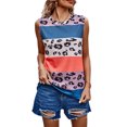 thumbnail image 1 of Camiseta sin mangas con estampado de leopardo para mujer, cuello redondo, ajuste holgado, sin mangas, jersey de verano, 1 of 8