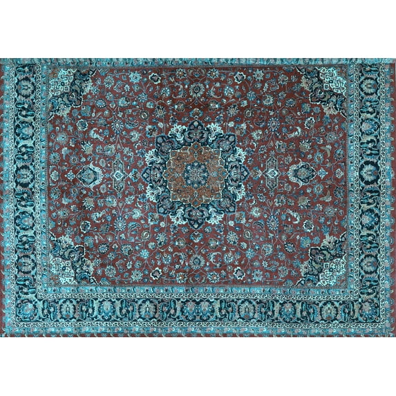 Ahgly Company Indoor Rectangle Persian Light Blue Traditional Area Rugs, 7' x 9'