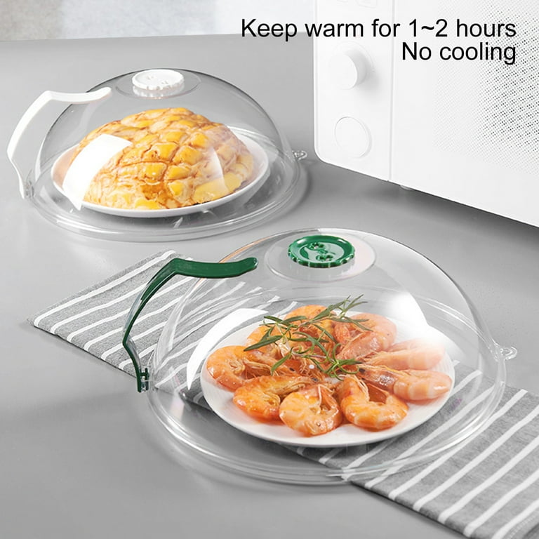 Dream Lifestyle Microwave Splatter Cover, Microwave Cover for Foods, Transparent Plate Cover Guard Lid with Handle Keeps Microwave Oven Clean, White