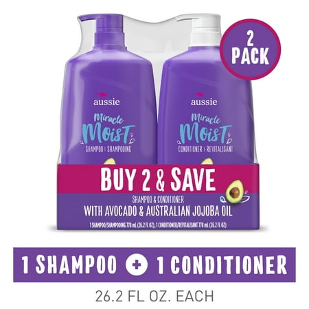 Aussie Miracle Moist Shampoo and Conditioner Set, 26.2 fl oz