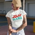 thumbnail image 2 of Jolly Mama, Christmas, Groovy Retro Wavy Text Merch Gift, Tan T-Shirt, Large, 2 of 5