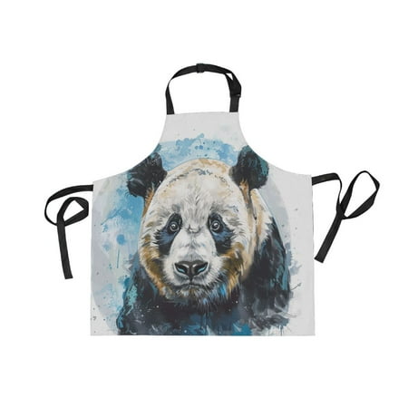 

JSTEL Panda Portrait Watercolor Apron with 2 Pockets for Women Men Adjustable Garden Bib